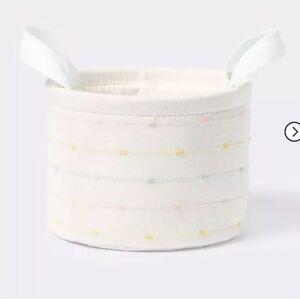 Small Round Bin with Slub Stitching - Cream - Cloud Island